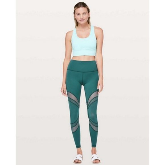 Lululemon Seek The Heat Tight Green Jasper Size 4 Mesh - Picture 2 of 10